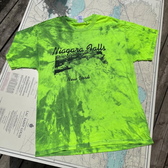 Vintage 80s Neon Niagara Falls Tie Dye Tee Shirt - Picture 2 of 5